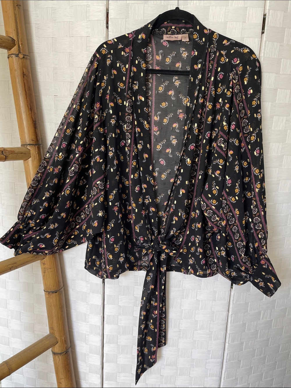 Willow Root Chiffon Metallic Wide Kimono Top✨